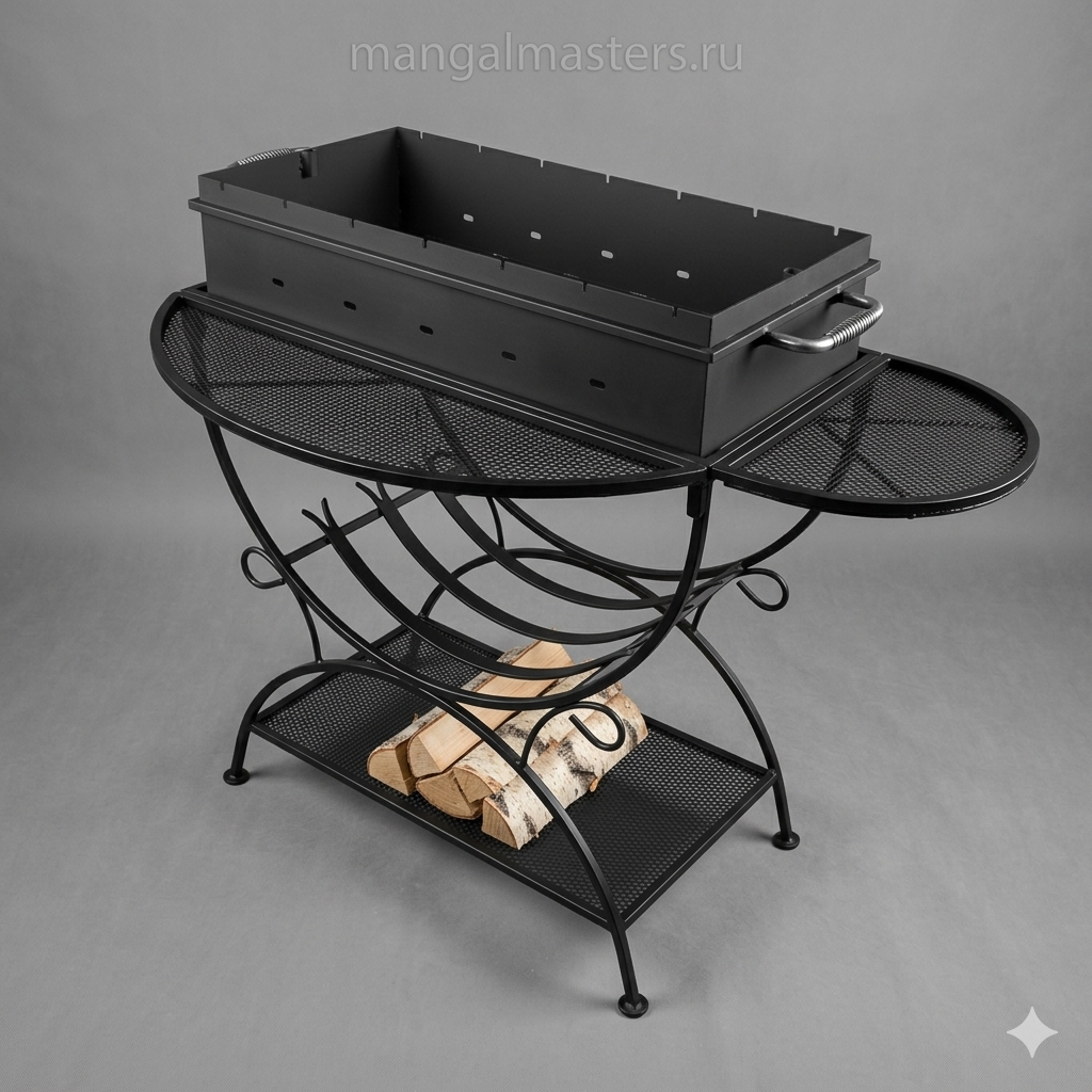 Овальный мангал с полками